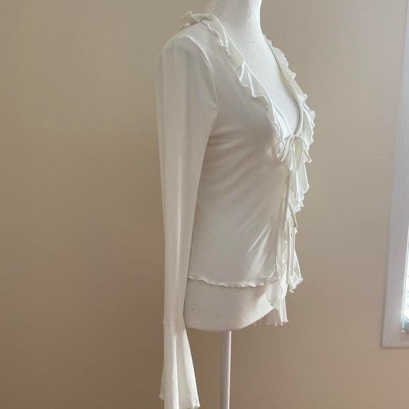 Fashion Nova Cream Ruffle Tie-Front Blouse - Picture 5 of 8